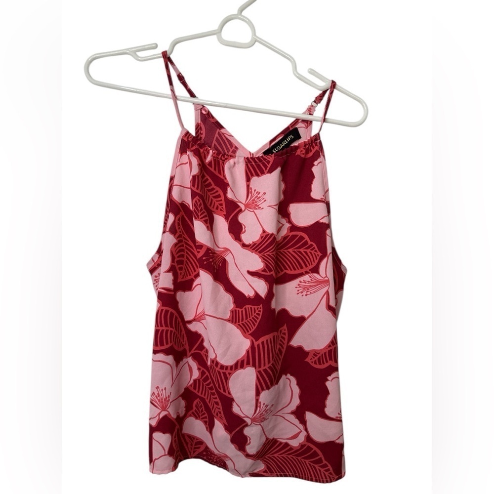 Sugarlips Ginger Berry Floral Halter Tank Top NWOT